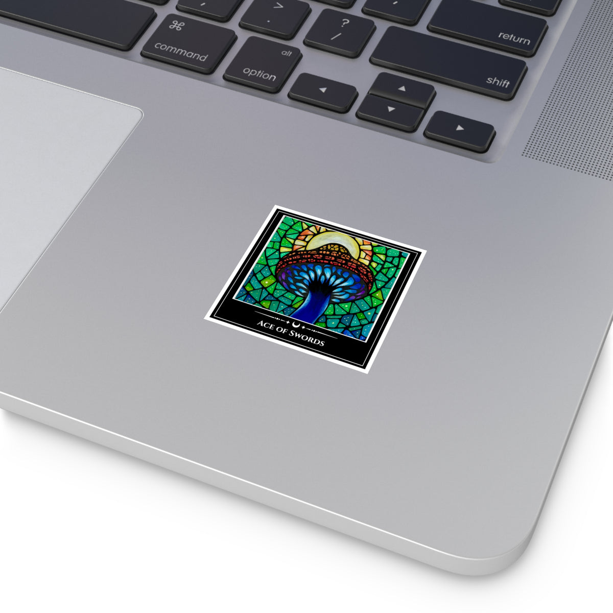 Ace of Swords — Illuminated Mushroom Tarot Art Vinyl Sticker