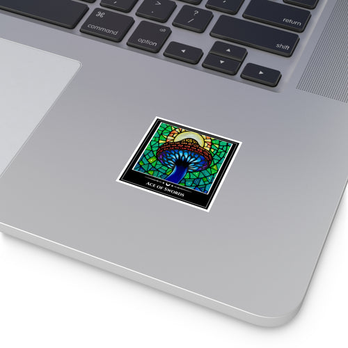 Ace of Swords — Illuminated Mushroom Tarot Art Vinyl Sticker