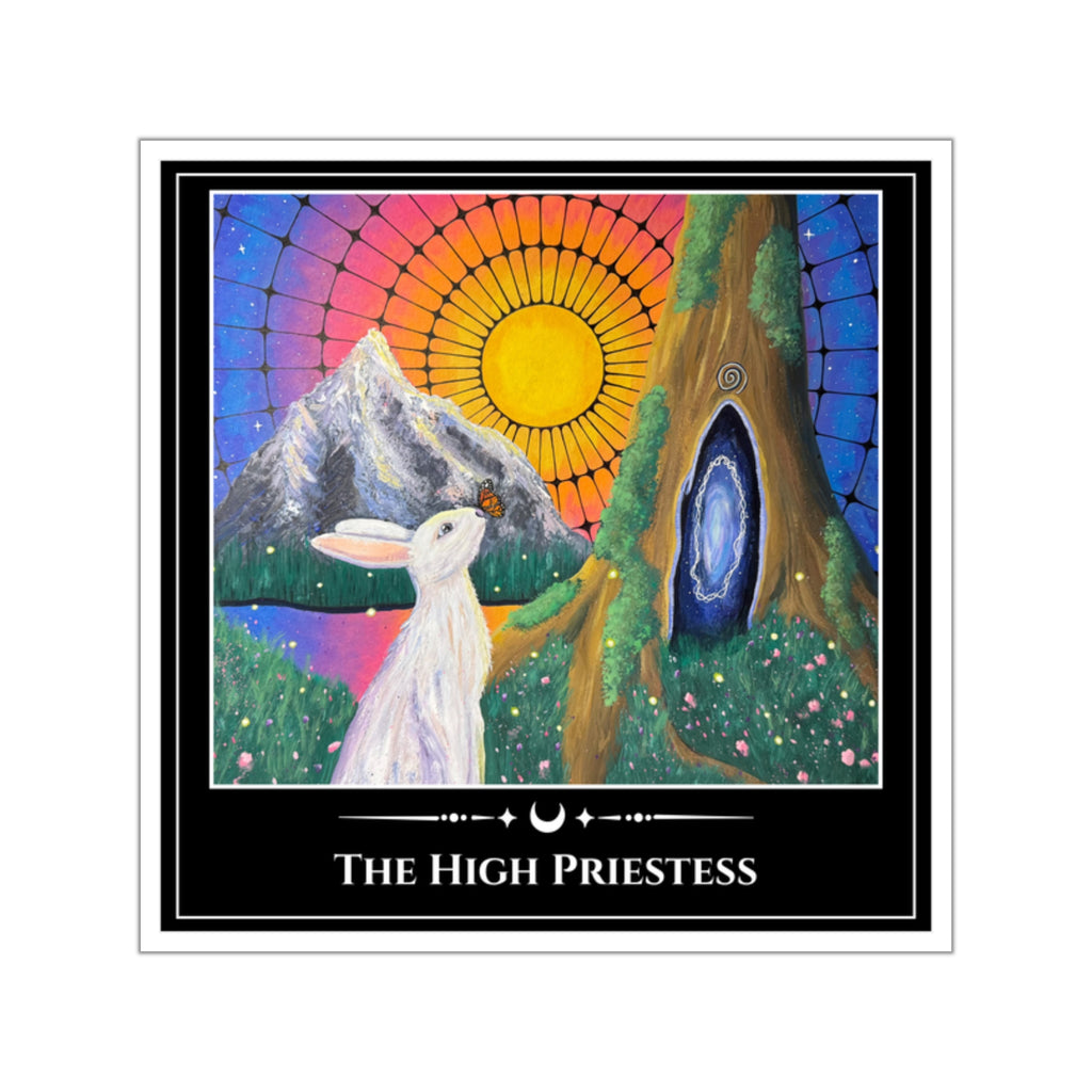 The High Priestess — White Rabbit Tarot Art Vinyl Sticker