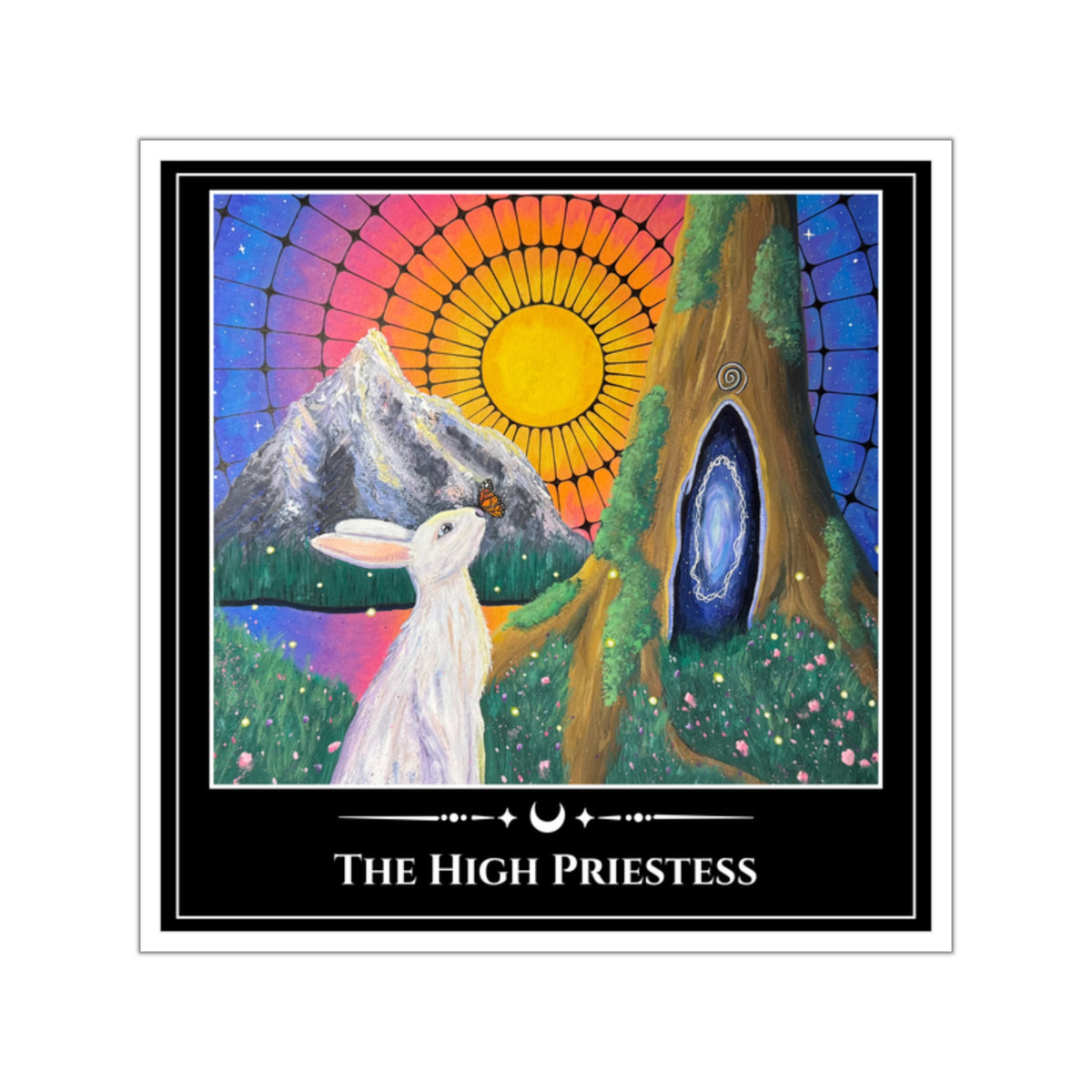 The High Priestess — White Rabbit Tarot Art Vinyl Sticker