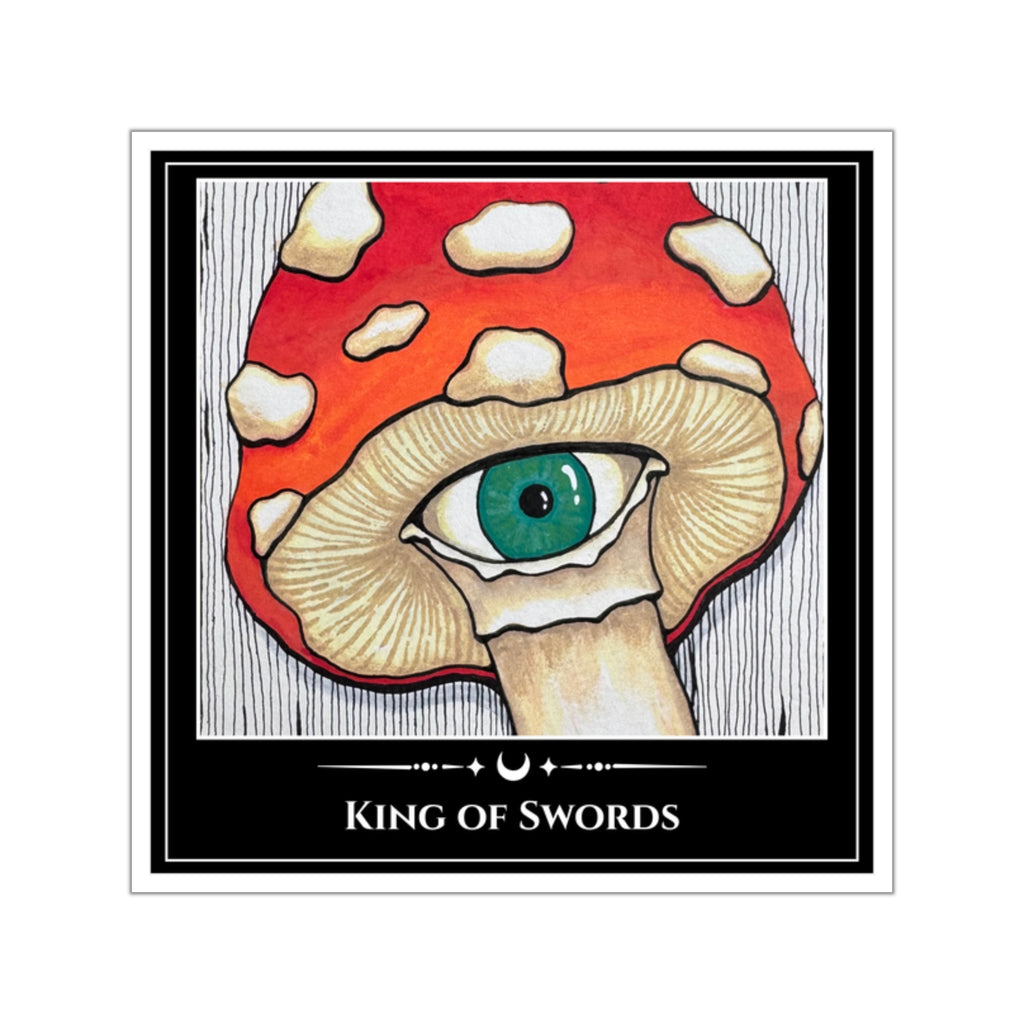 King of Swords — Seeing Mushroom Tarot Art Vinyl Sticker