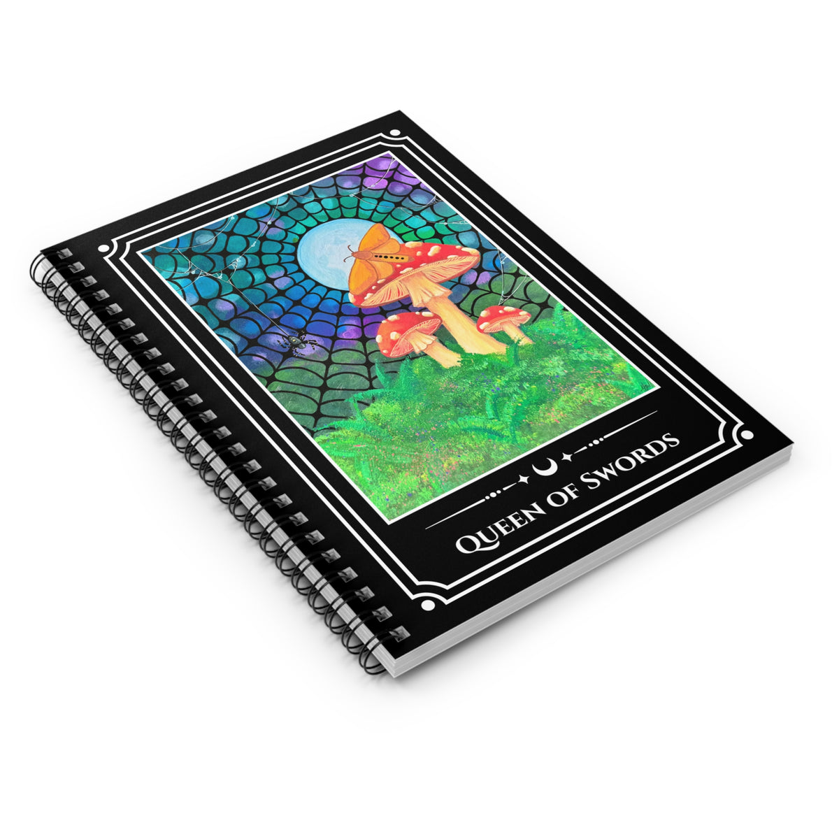 Queen of Swords — Moonlit Mushrooms Tarot Art Spiral Journal