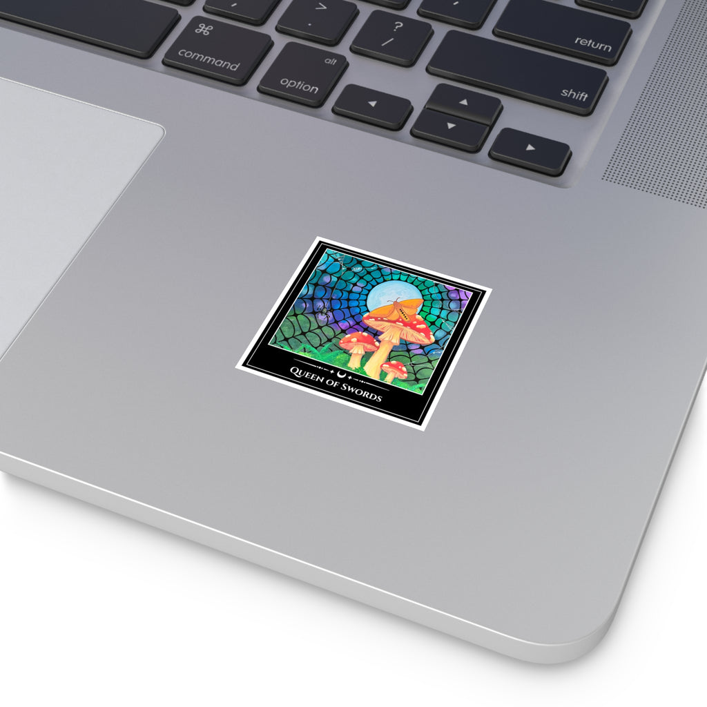 Queen of Swords — Moonlit Mushrooms Tarot Art Vinyl Sticker