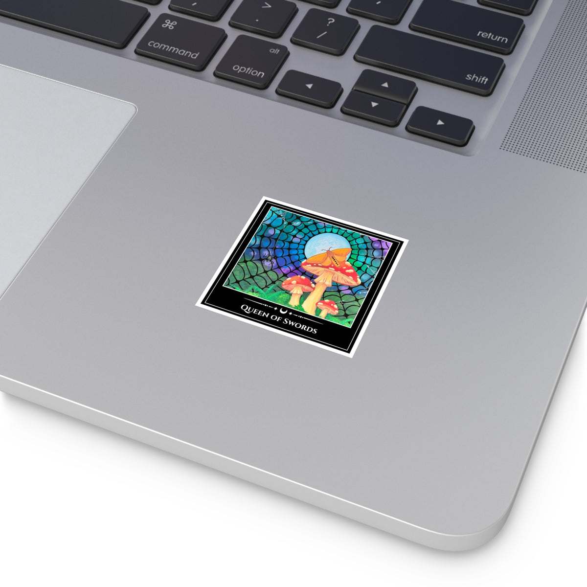 Queen of Swords — Moonlit Mushrooms Tarot Art Vinyl Sticker