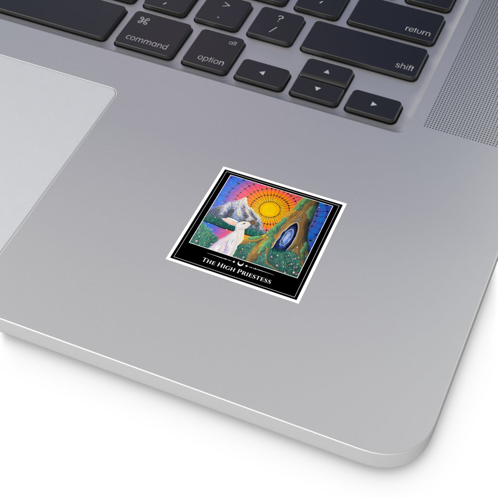 The High Priestess — White Rabbit Tarot Art Vinyl Sticker