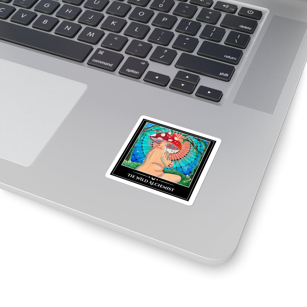 The Wild Alchemist — Mushroom Priestess Square Art Sticker