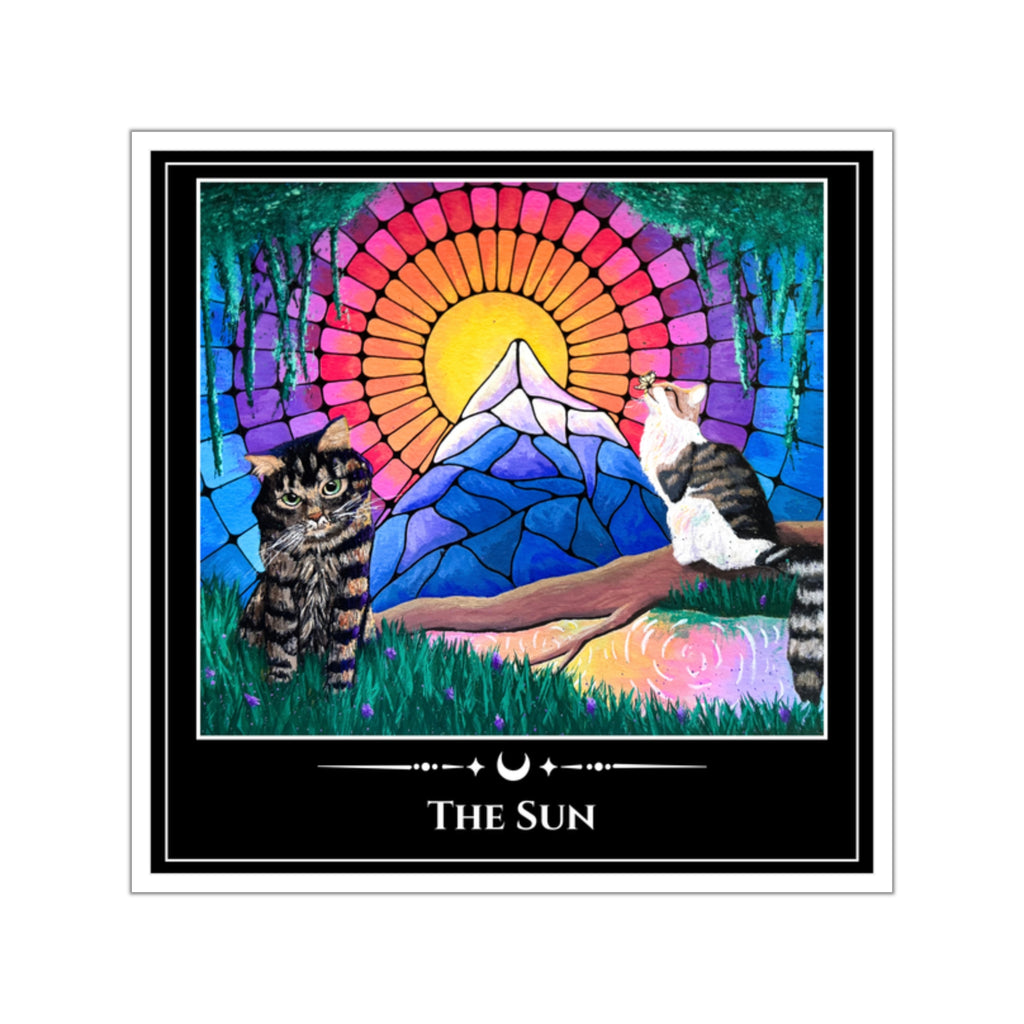 The Sun — Mountain Cats Tarot Art Vinyl Sticker
