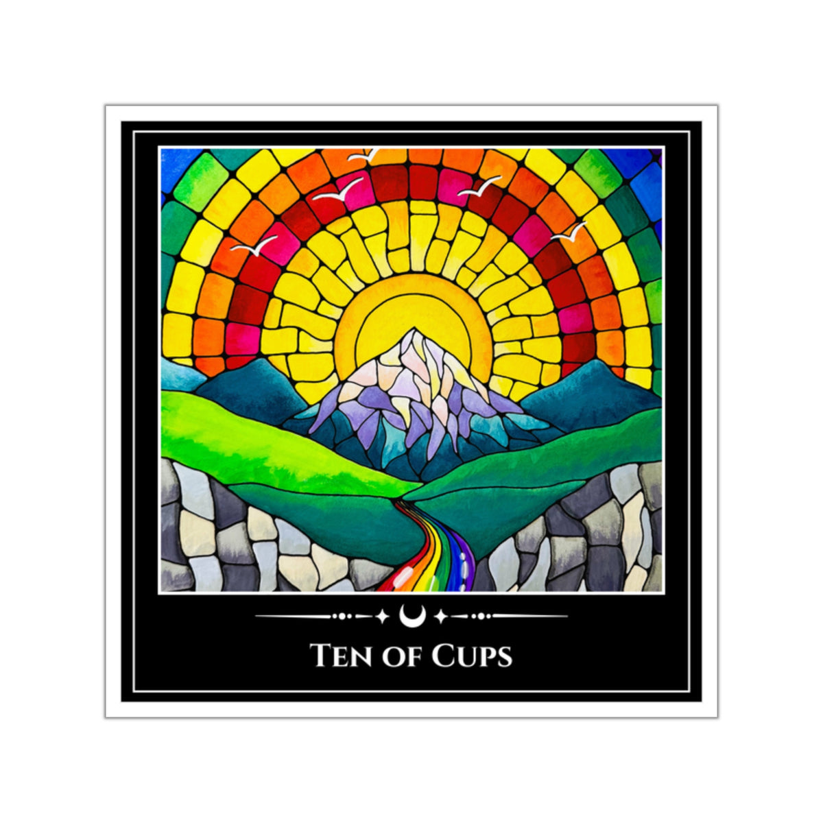 Ten of Cups — Rainbow River Tarot Art Vinyl Sticker