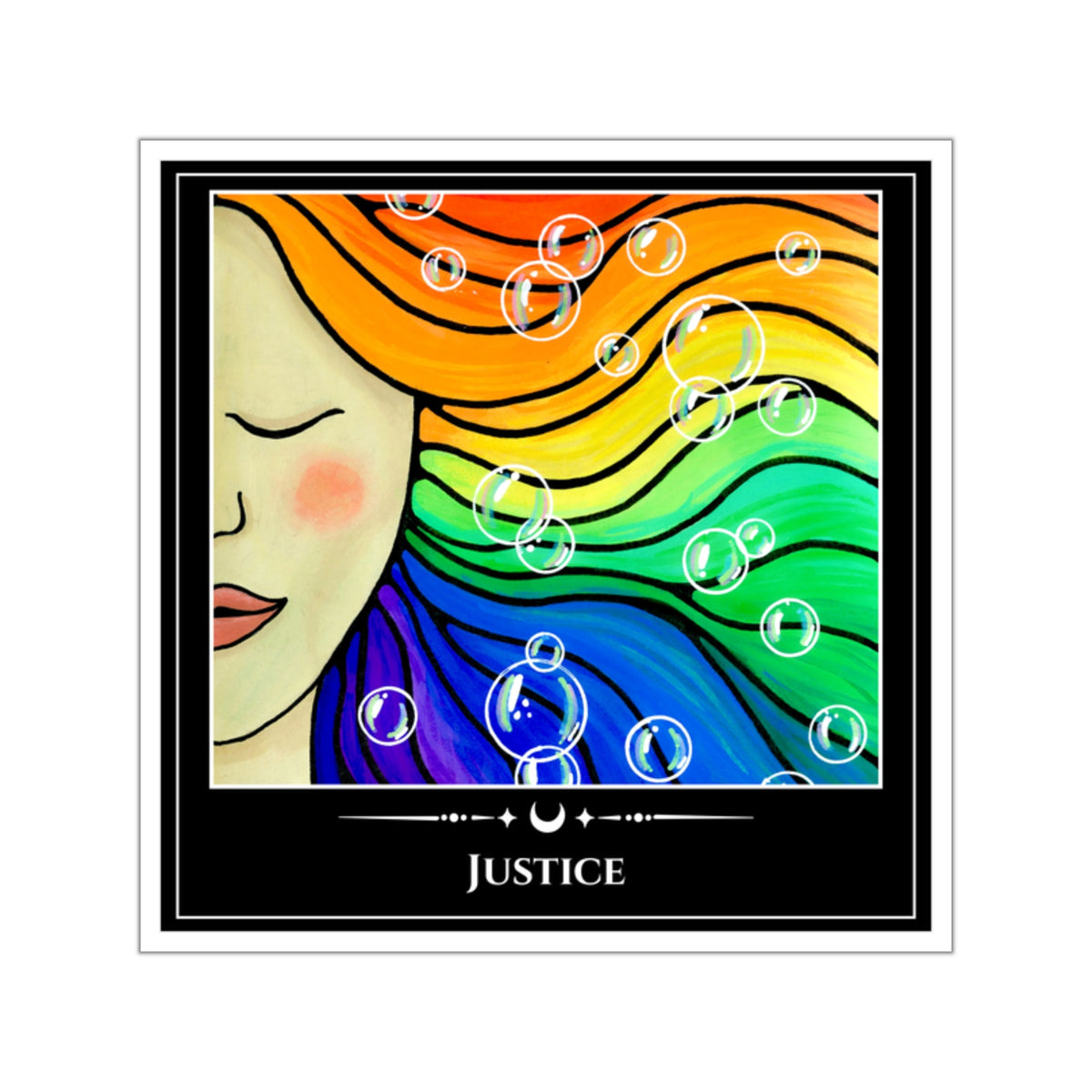 Justice — Rainbow Reverie Tarot Art Vinyl Sticker