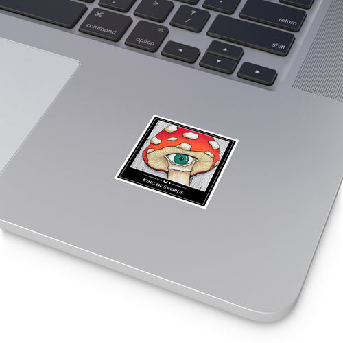 King of Swords — Seeing Mushroom Tarot Art Vinyl Sticker