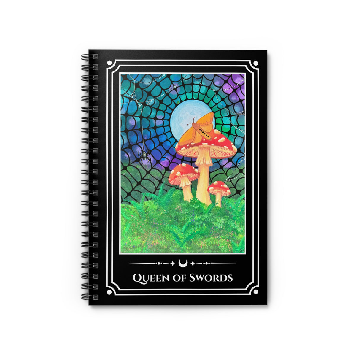 Queen of Swords — Moonlit Mushrooms Tarot Art Spiral Journal