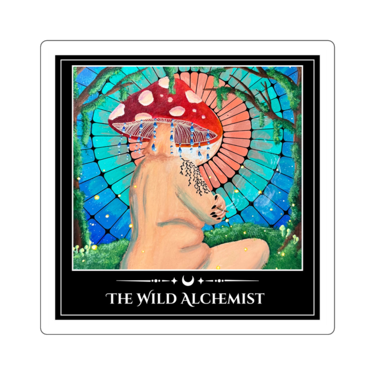 The Wild Alchemist — Mushroom Priestess Square Art Sticker