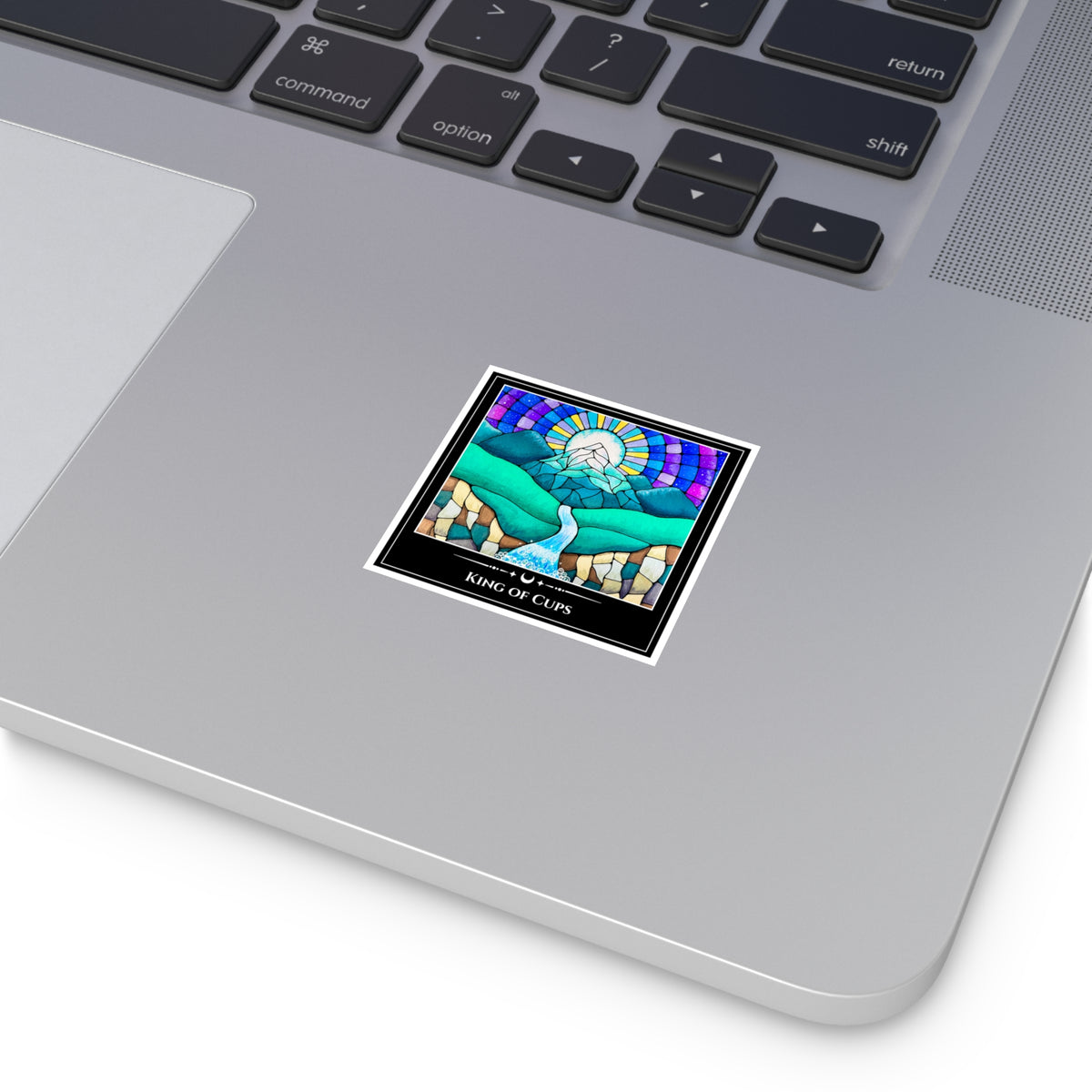 King of Cups — Mountain River Tarot Art Vinyl Sticker