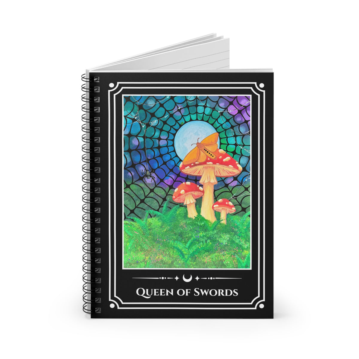 Queen of Swords — Moonlit Mushrooms Tarot Art Spiral Journal