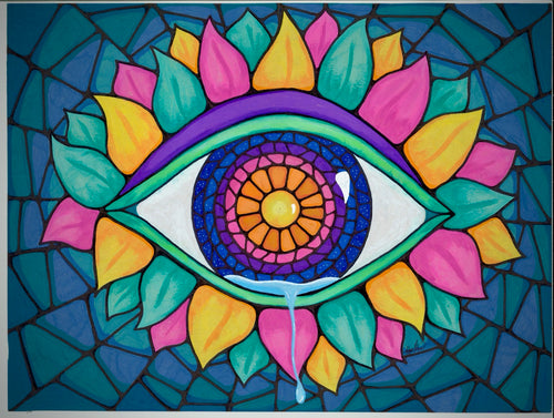 Conscious Emotion — original 9 x 12 acrylic and pen artwork by Hope Moreno